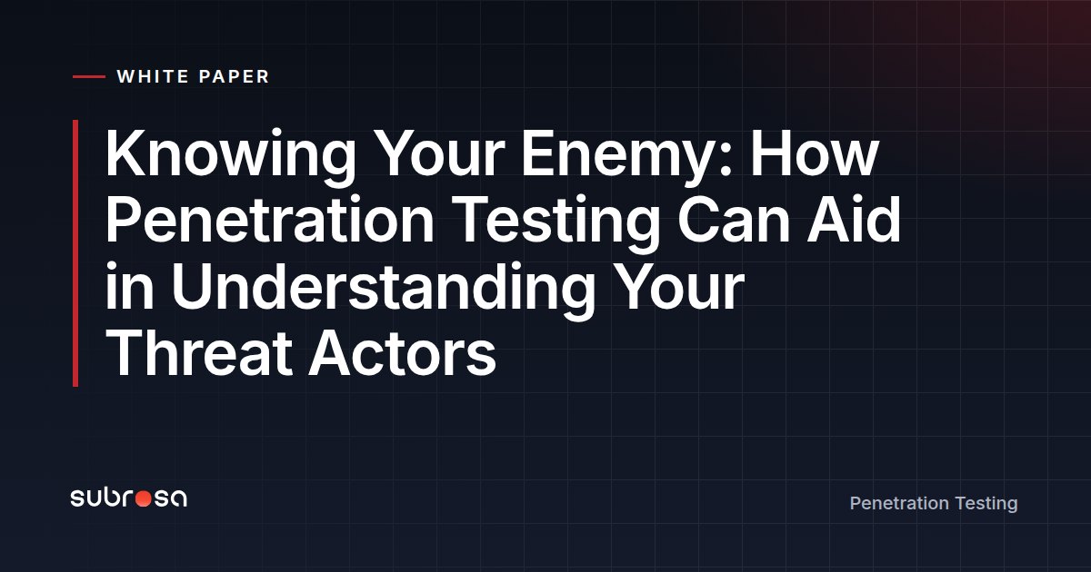 Knowing Your Enemy: How Penetration Testing Can Aid in Understanding Your Threat Actors